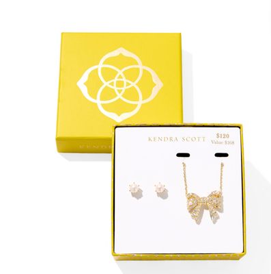 The Krista Bow Ashton Stud Gift Set in Gold White Mix