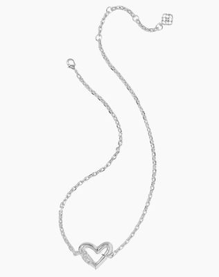 The Emery Heart Pendant in Silver White Crystal