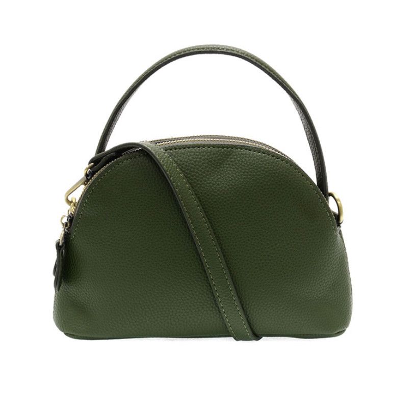 Larissa Double Zip Dome Crossbody Bag, Color: Dark Olive