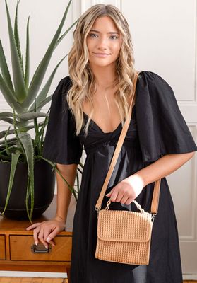 Freya Top Handle Flap Crossbody Braided Bag