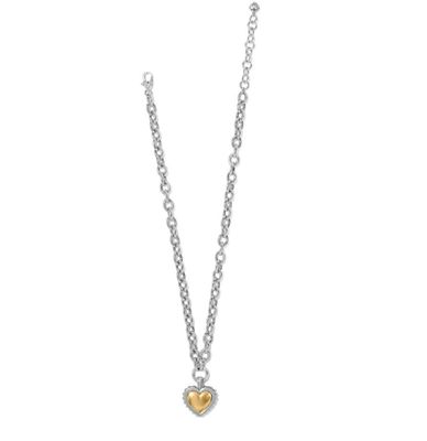Pretty Tough Bold Heart Two Tone Necklace
