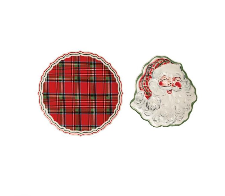 Tartan &amp; Santa Platter Set