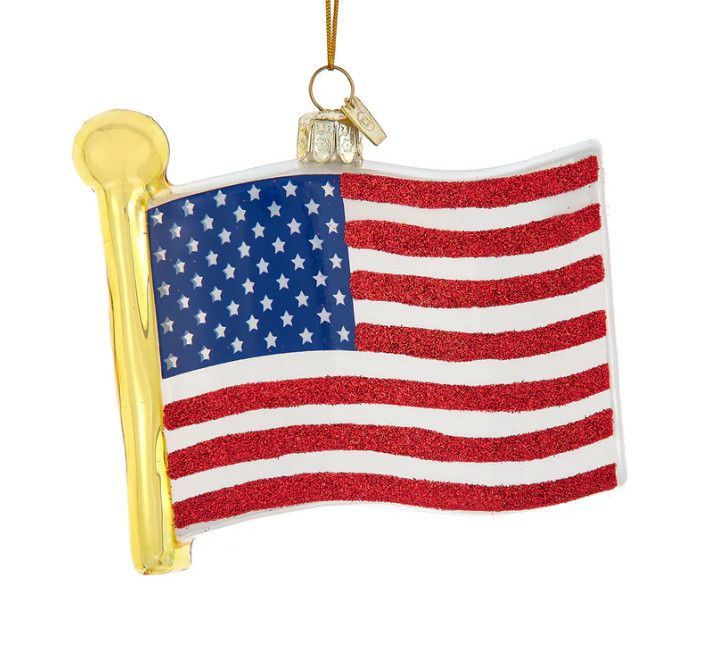 Old Glory Flag Glass Ornament