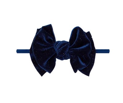 Baby Bling® Velvet Skinny Headband with Bow | Navy Glitter