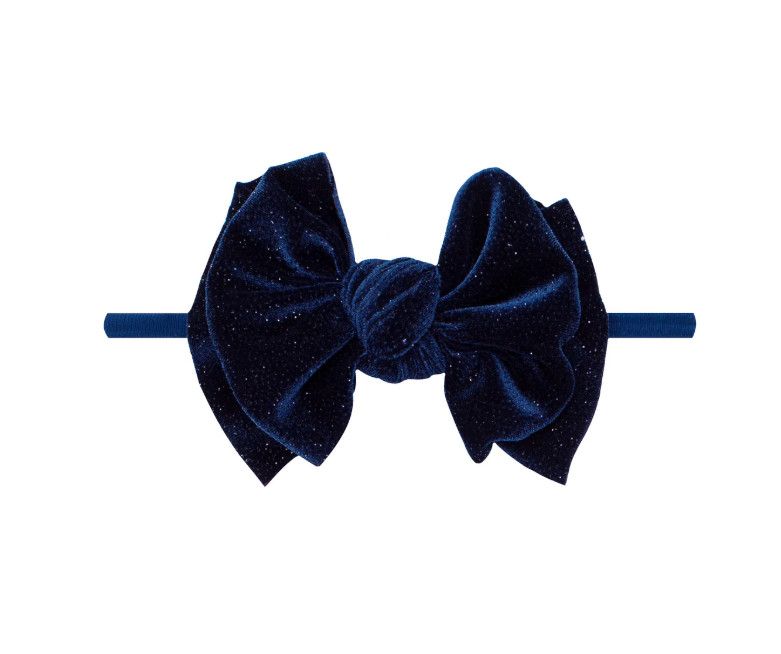 Baby Bling® Velvet Skinny Headband with Bow | Navy Glitter