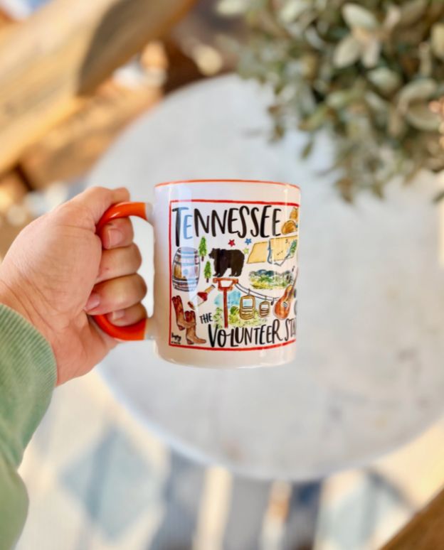 Tennessee Volunteer State Orange Handle Mug