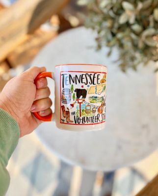 Tennessee Volunteer State Orange Handle Mug