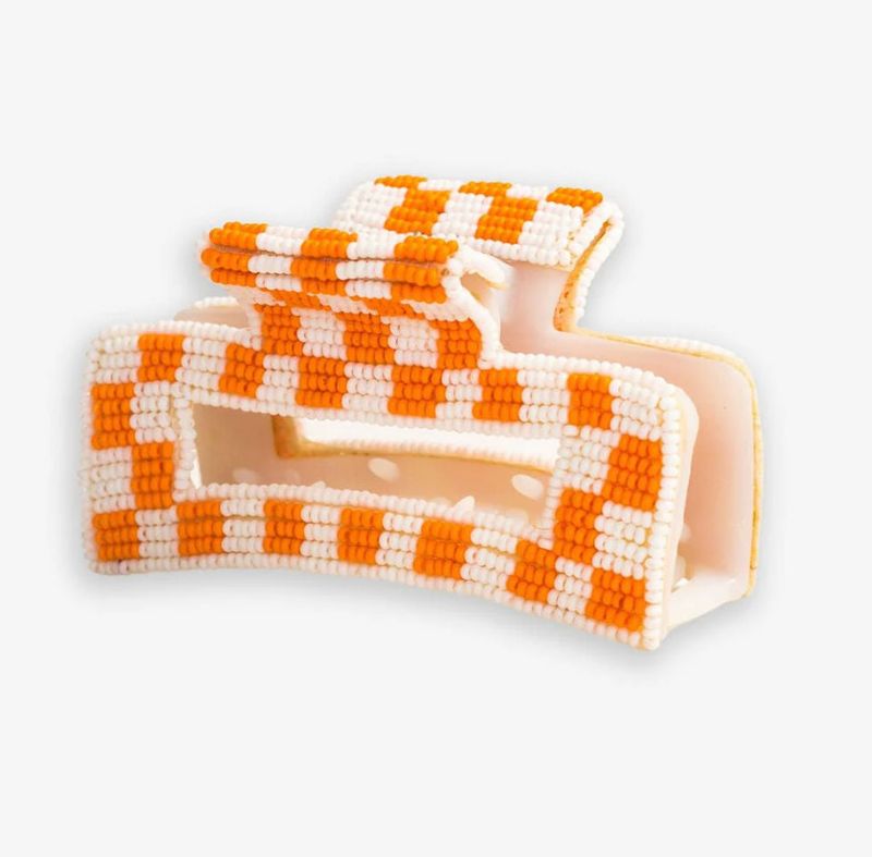 Lola Checkered Beaded Hair Claw Clip