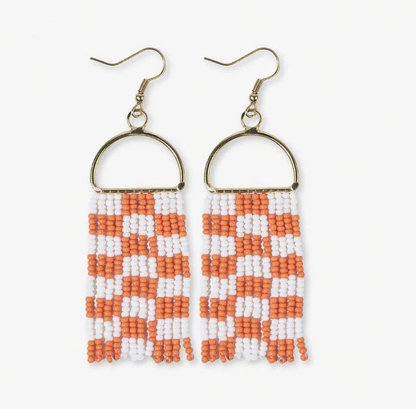 Allison Checkered Beaded Fringe Game Day Earrings