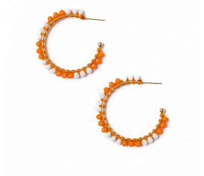 Crystal Threaded Beads Hoop Game Day Earrings