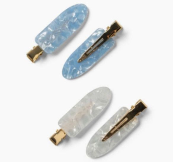Creaseless Hair Clip Set of 2, Color: Blue/White