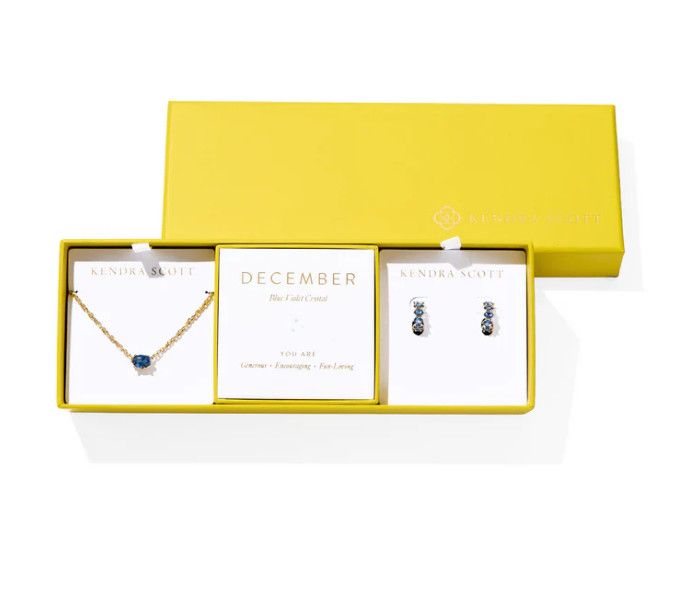The Cailin Birthstone Gift Set in Gold Blue Violet Crystal