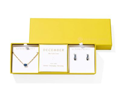 The Cailin Birthstone Gift Set in Gold Blue Violet Crystal