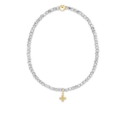 Enewton EXTENDS Silver Faceted Hematite 2mm Bead Bracelet Signature Cross Gold Charm
