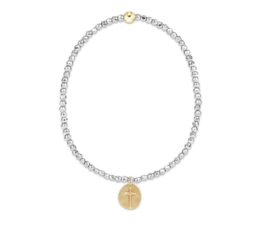 Enewton EXTENDS Silver Faceted Hematite 2mm Bead Bracelet Inspire Small Gold Charm