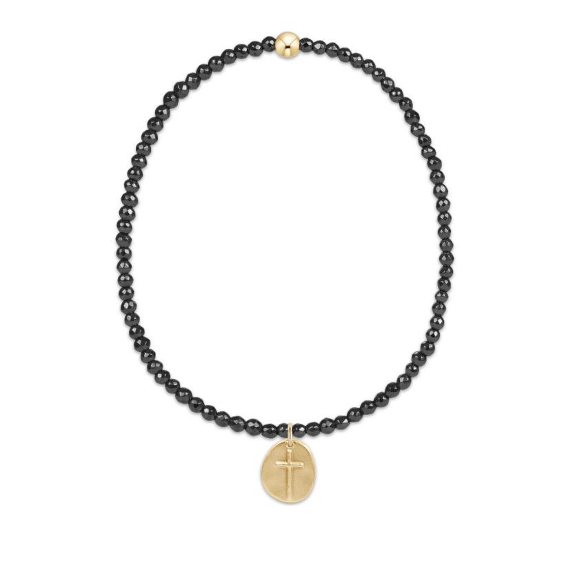 Enewton EXTENDS Faceted Hematite 2mm Bead Bracelet Inspire Small Gold Charm