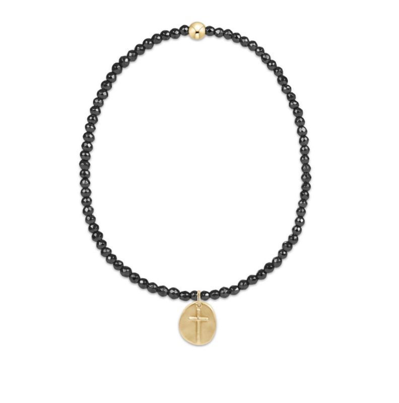 Enewton EXTENDS Faceted Hematite 2mm Bead Bracelet Inspire Small Gold Charm