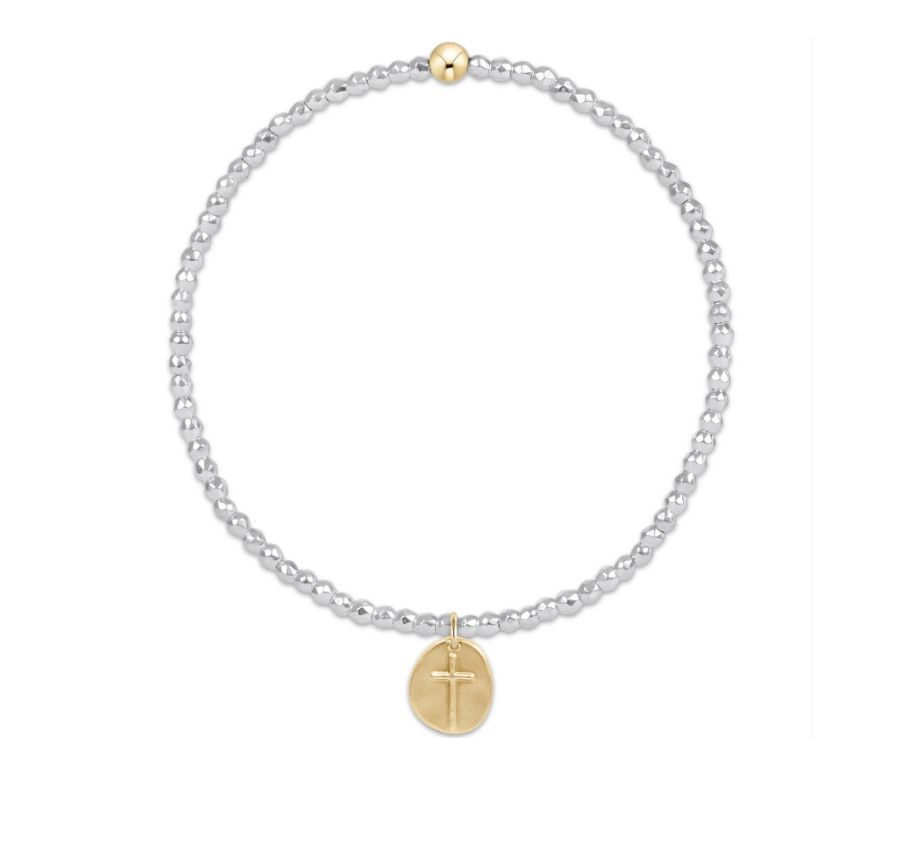 Enewton EXTENDS Bright Silver Faceted Hematite 2mm Bead Bracelet Inspire Small Gold Charm