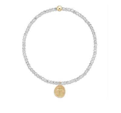 Enewton EXTENDS Bright Silver Faceted Hematite 2mm Bead Bracelet Inspire Small Gold Charm