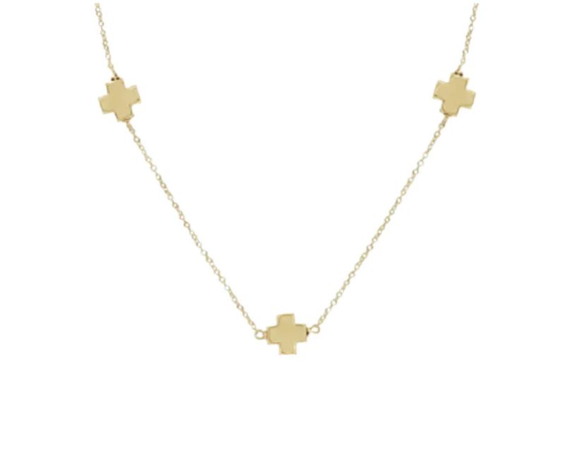 15&quot; Choker Simplicity Chain Gold Signature Cross Gold