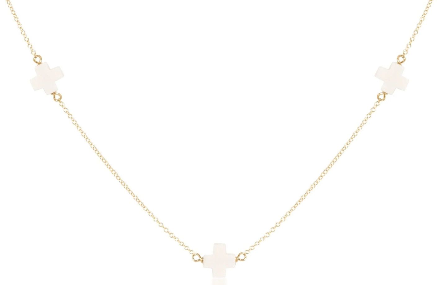 15&quot; Choker Simplicity Chain Gold Signature Cross Off-White