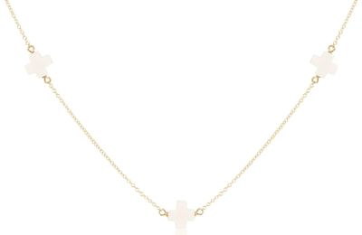 15&quot; Choker Simplicity Chain Gold Signature Cross Off-White
