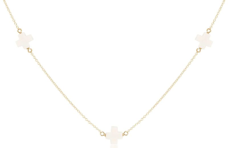 15&quot; Choker Simplicity Chain Gold Signature Cross Off-White