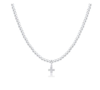 15&quot; Choker Classic Sterling 3mm Bead Signature Cross Sterling Charm