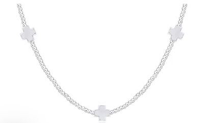 15&quot; Choker Signature Cross Sterling Pattern 2mm Bead Signature Cross Sterling