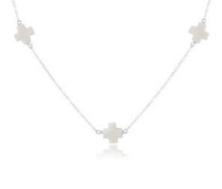 15&quot; Choker Simplicity Chain Sterling Signature Cross Off-White