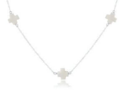 15&quot; Choker Simplicity Chain Sterling Signature Cross Off-White