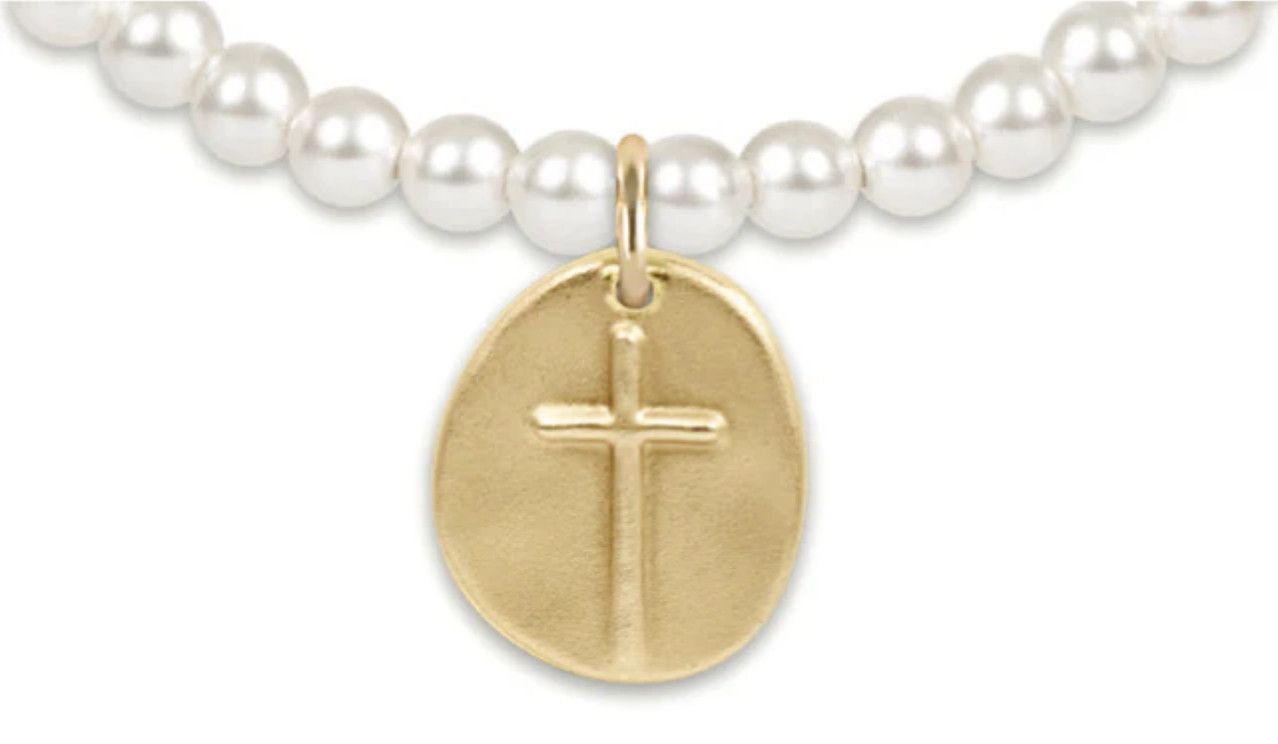 Enewton EXTENDS Classic Pearl 4mm Bead Bracelet Inspire Gold Charm