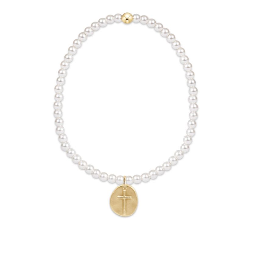 Enewton EXTENDS Classic Pearl 3mm Bead Bracelet Inspire Small Gold Charm