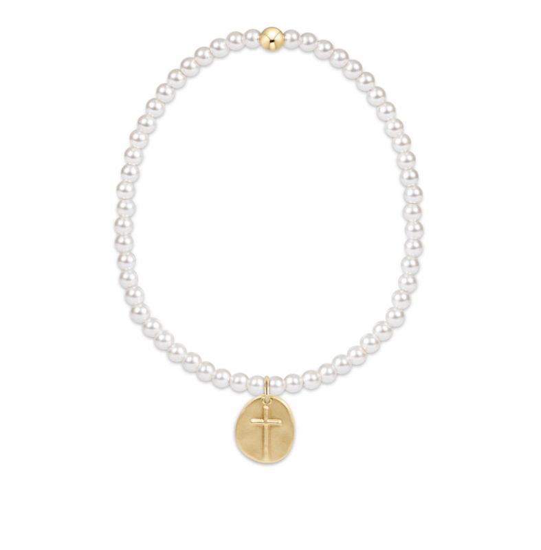 Enewton EXTENDS Classic Pearl 3mm Bead Bracelet Inspire Small Gold Charm