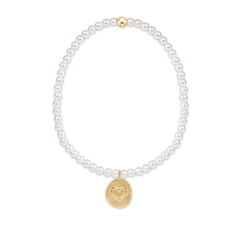 Enewton EXTENDS Classic Pearl 3mm Bead Bracelet Inspire Love Small Gold Charm
