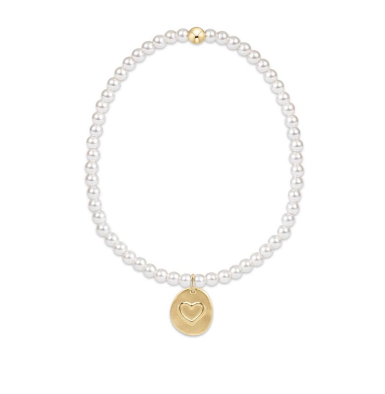 Enewton EXTENDS Classic Pearl 3mm Bead Bracelet Inspire Love Small Gold Charm