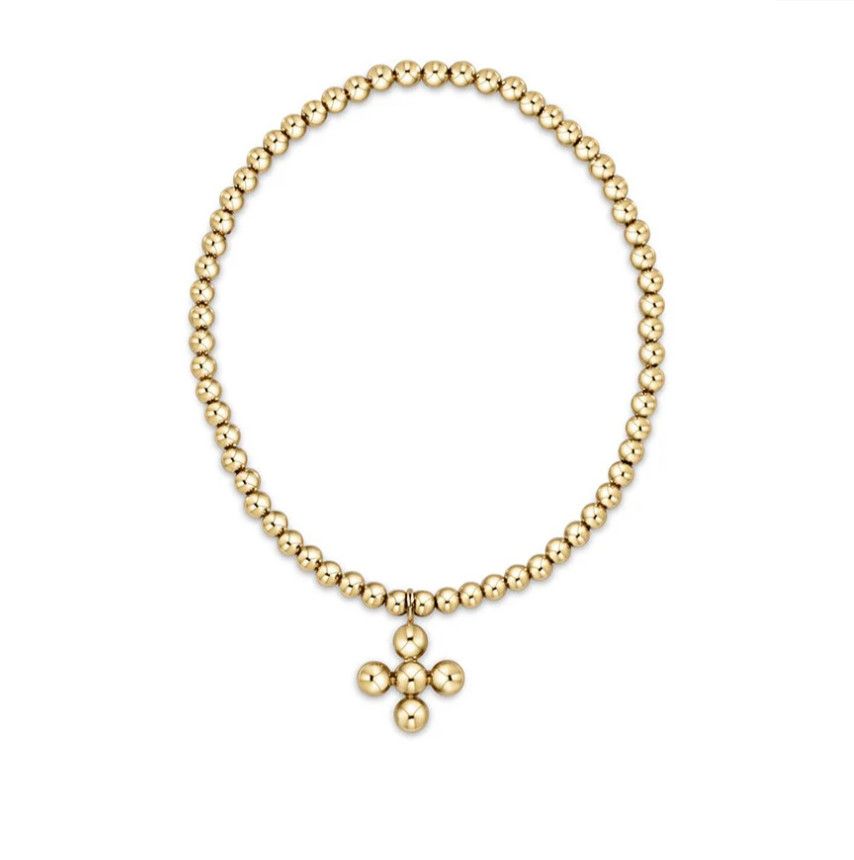 Enewton EXTENDS Classic Gold 3mm Bead Bracelet Classic Beaded Signature Cross Gold Charm 4mm Bead Gold