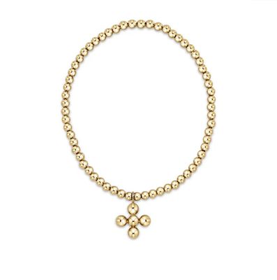 Enewton EXTENDS Classic Gold 3mm Bead Bracelet Classic Beaded Signature Cross Gold Charm 4mm Bead Gold