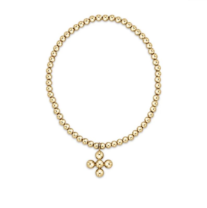 Enewton EXTENDS Classic Gold 3mm Bead Bracelet Classic Beaded Signature Cross Gold Charm 4mm Bead Gold