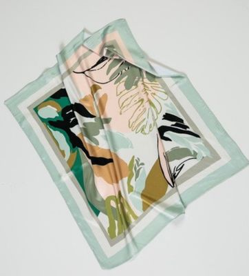 Silky Bandana Scarf | Greens &amp; Pink
