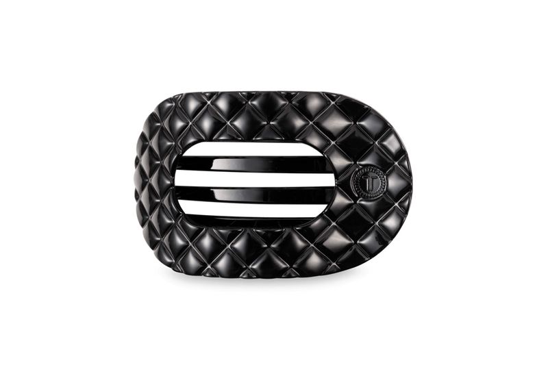 Teleties™ Quilted Flat Round Hair Clip | Jet Black