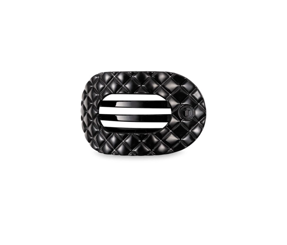 Teleties™ Quilted Flat Round Hair Clip | Jet Black, Size: Small