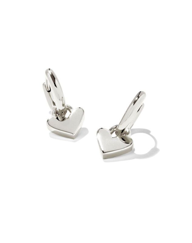Heart Padlockk Huggie Earrings in Sterling Silver