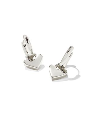 Heart Padlockk Huggie Earrings in Sterling Silver