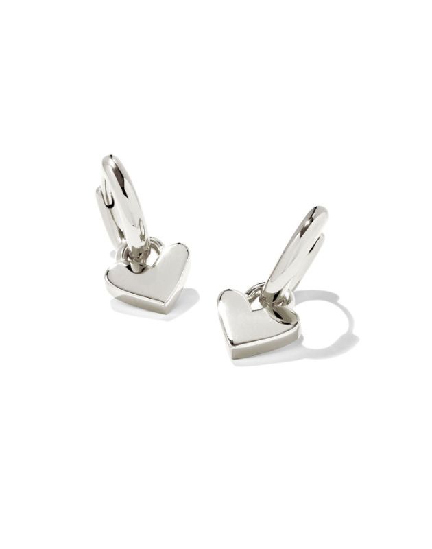 Heart Padlockk Huggie Earrings in Sterling Silver