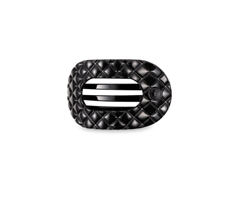 Teleties™ Quilted Flat Round Hair Clip | Jet Black