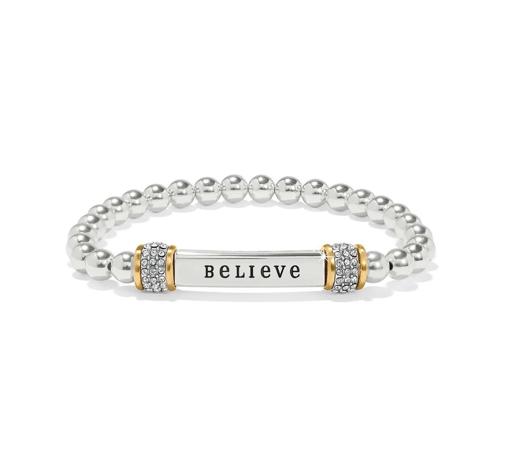 Meridian BELIEVE Two Tone Stretch Bracelet