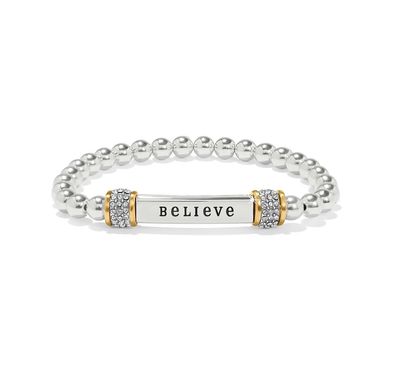 Meridian BELIEVE Two Tone Stretch Bracelet