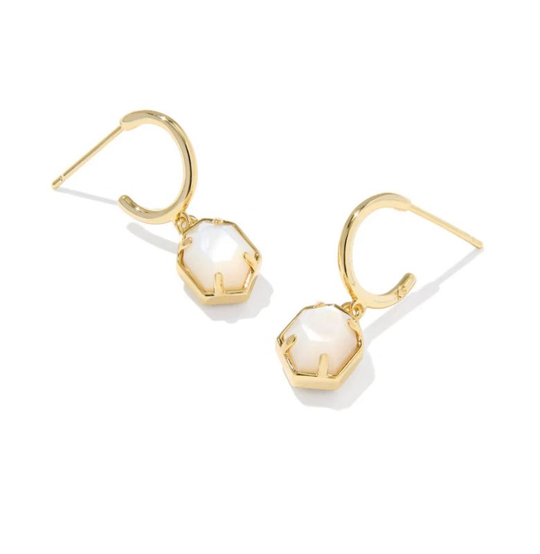 The Tomon Huggie Earrings in Ivory Mother of Pearl