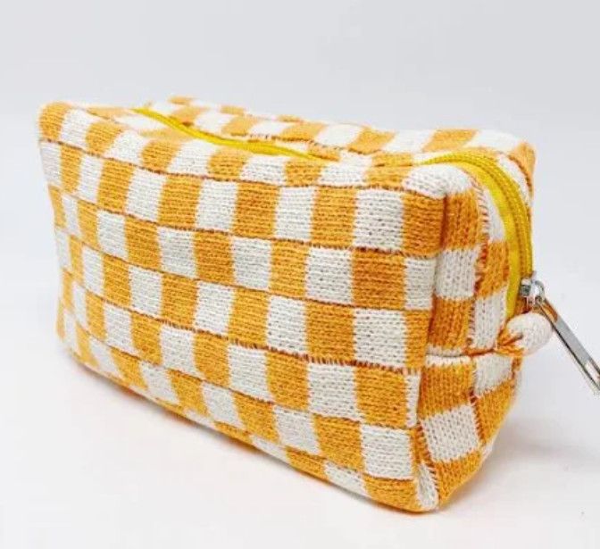 Check Yourself Cosmetic Bag Orange/White